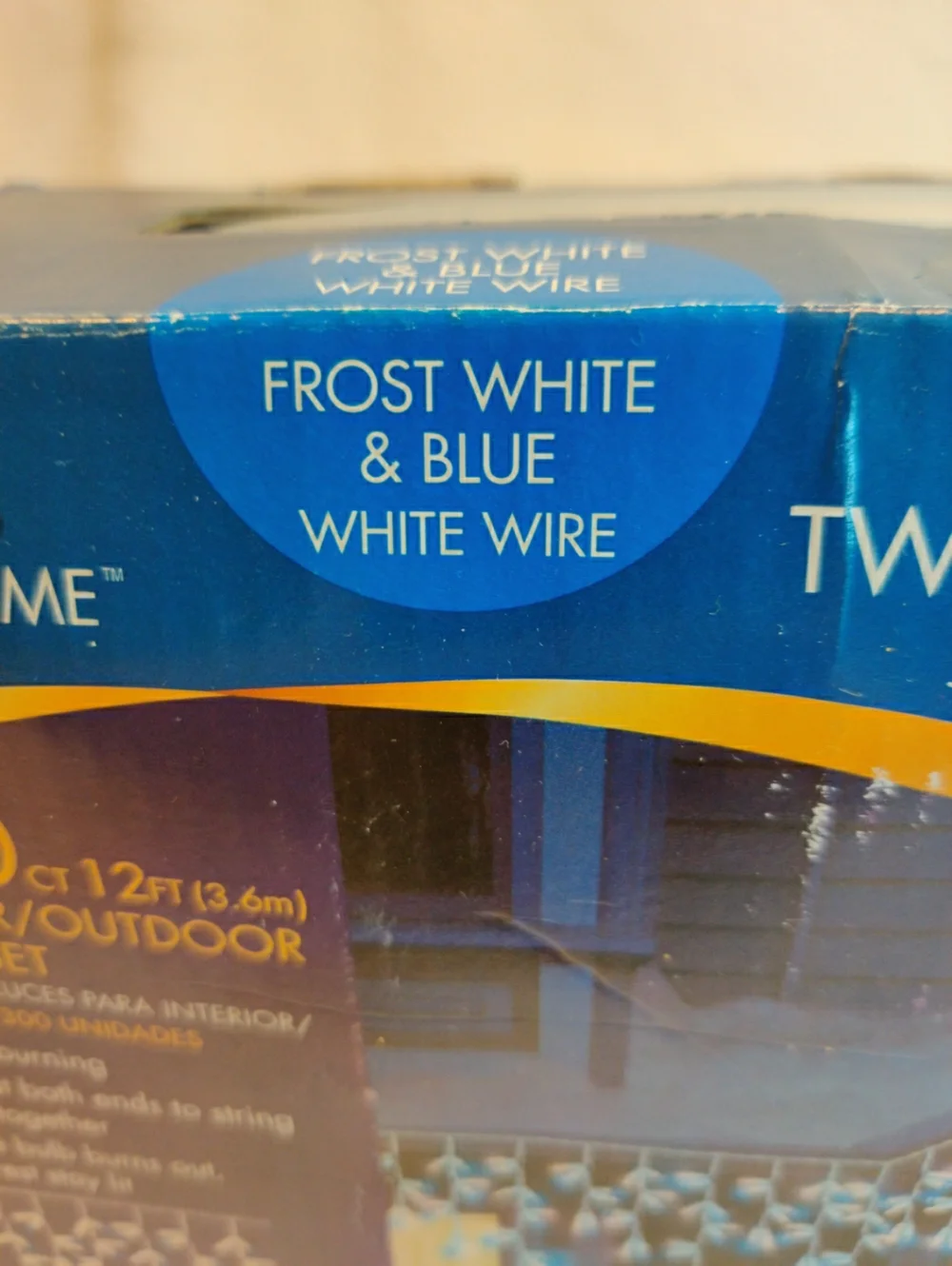 300 Count Frosted White & Blue  Twin-Cicle Christmas Lights White Wire New